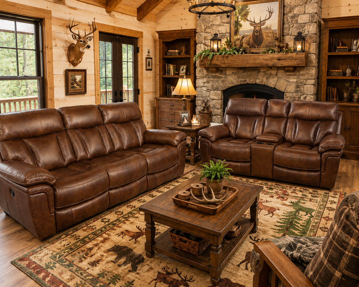 Dark Brown Reclining Leather Sofa