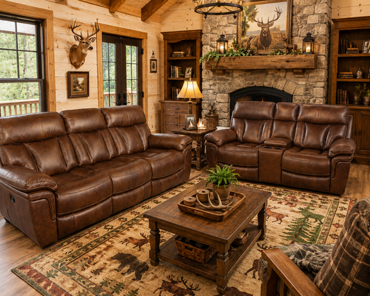 Dark Brown Reclining Leather Sofa