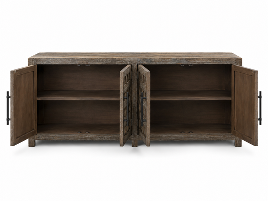 Brown Rustic Wheat 4 Door Console