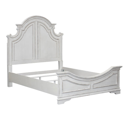 Magnolia Manor Panel Bed - Antique White & Weathered Bark