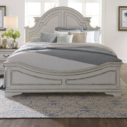 Magnolia Manor Panel Bed - Antique White & Weathered Bark