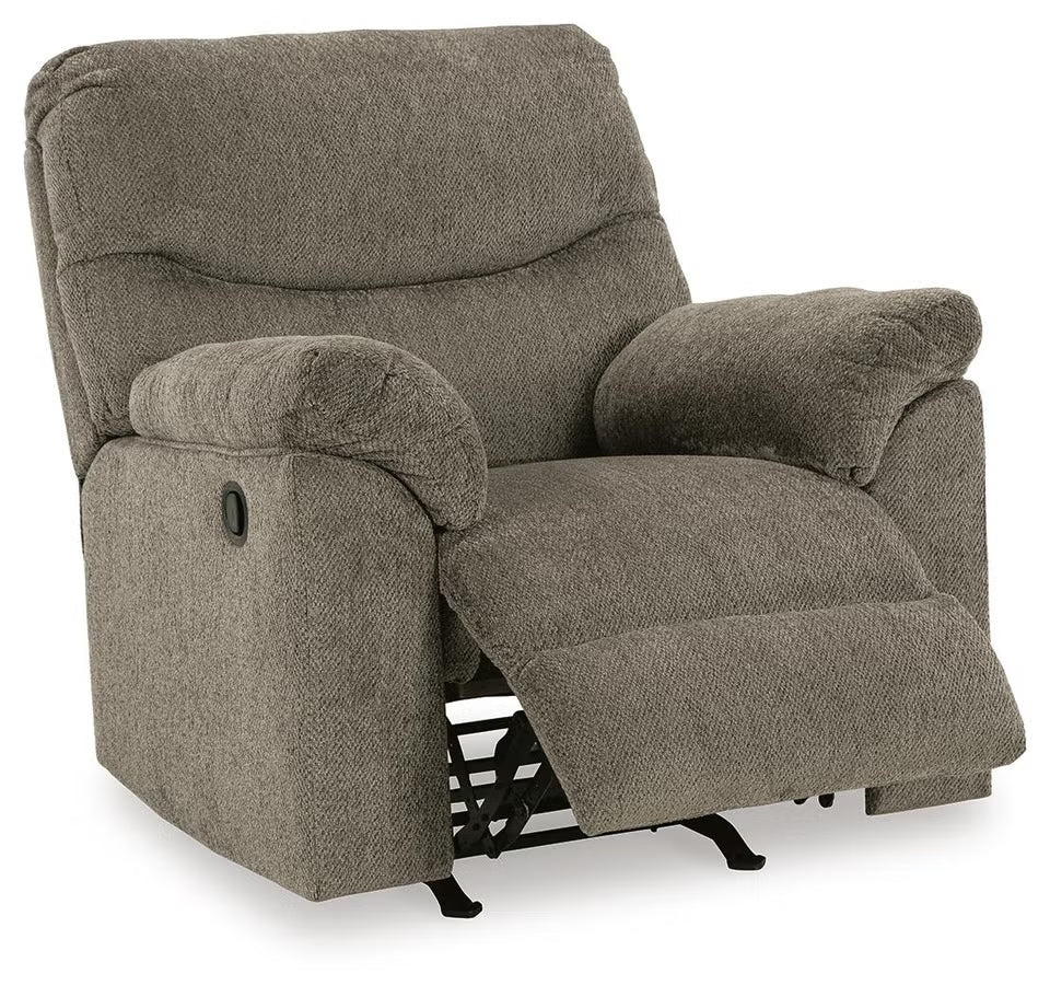 Alphons manual rocker recliner in Putty - reclined view