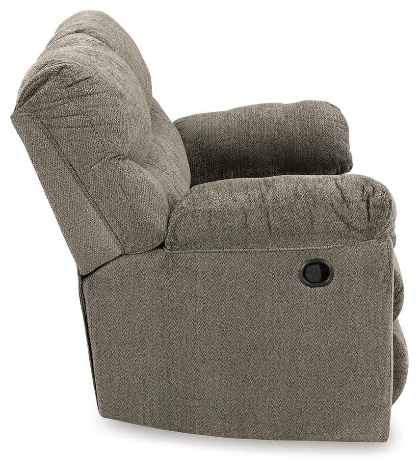 Alphons manual reclining loveseat in Putty - reclined view