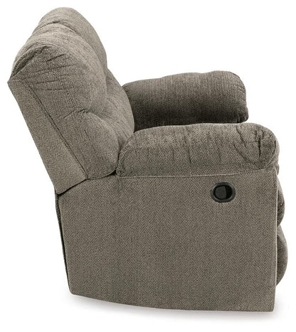 Alphons manual reclining loveseat in Putty - reclined view