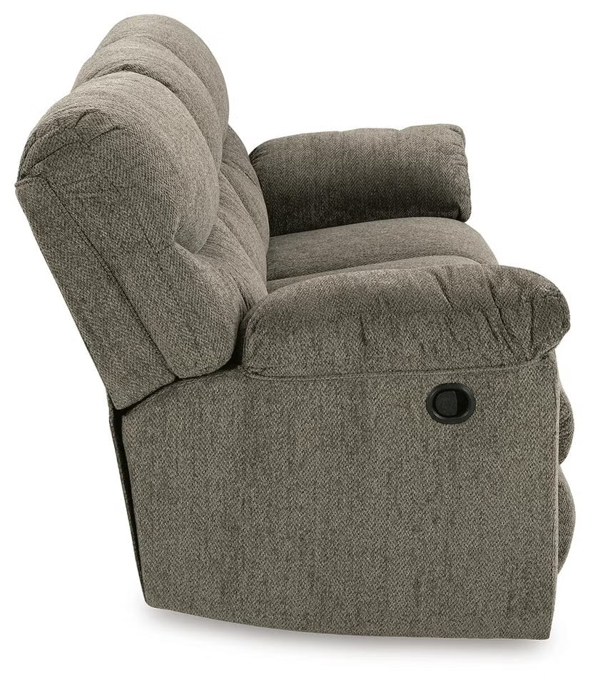 Alphons manual reclining sofa in Putty - reclined view