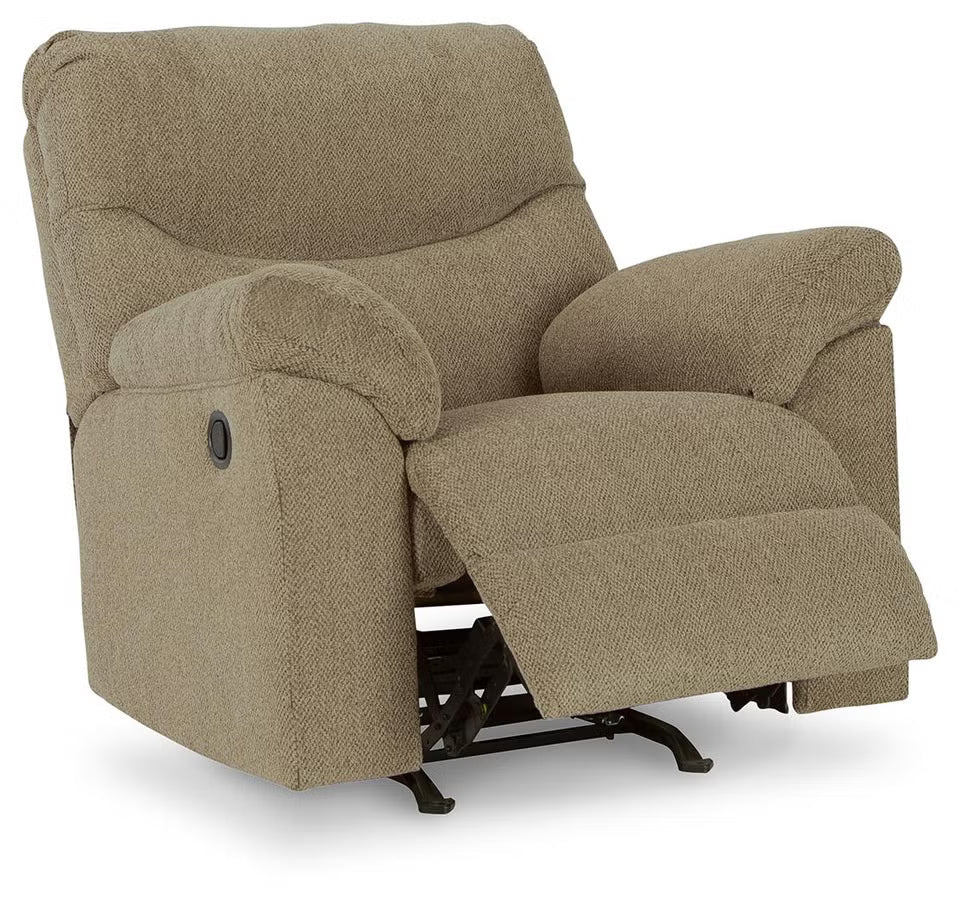 Alphons manual rocker recliner in Briar - side view