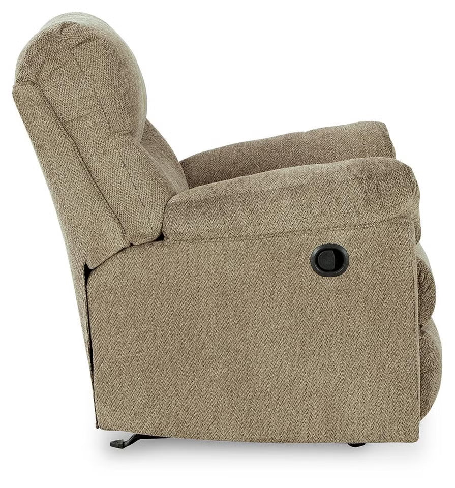 Alphons manual rocker recliner in Briar - reclined view