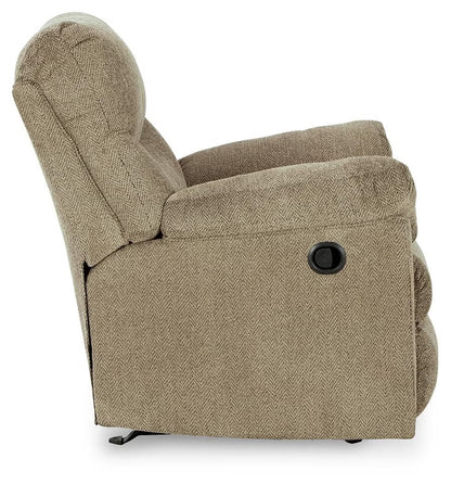 Alphons manual rocker recliner in Briar - reclined view