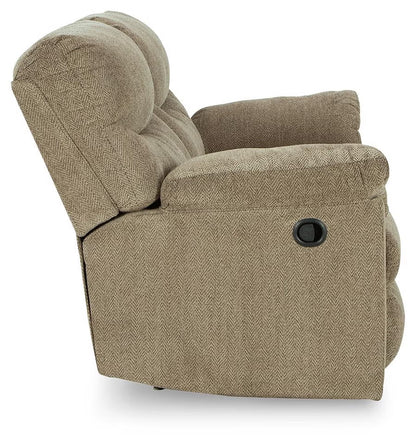 Alphons manual reclining loveseat in Briar - side view